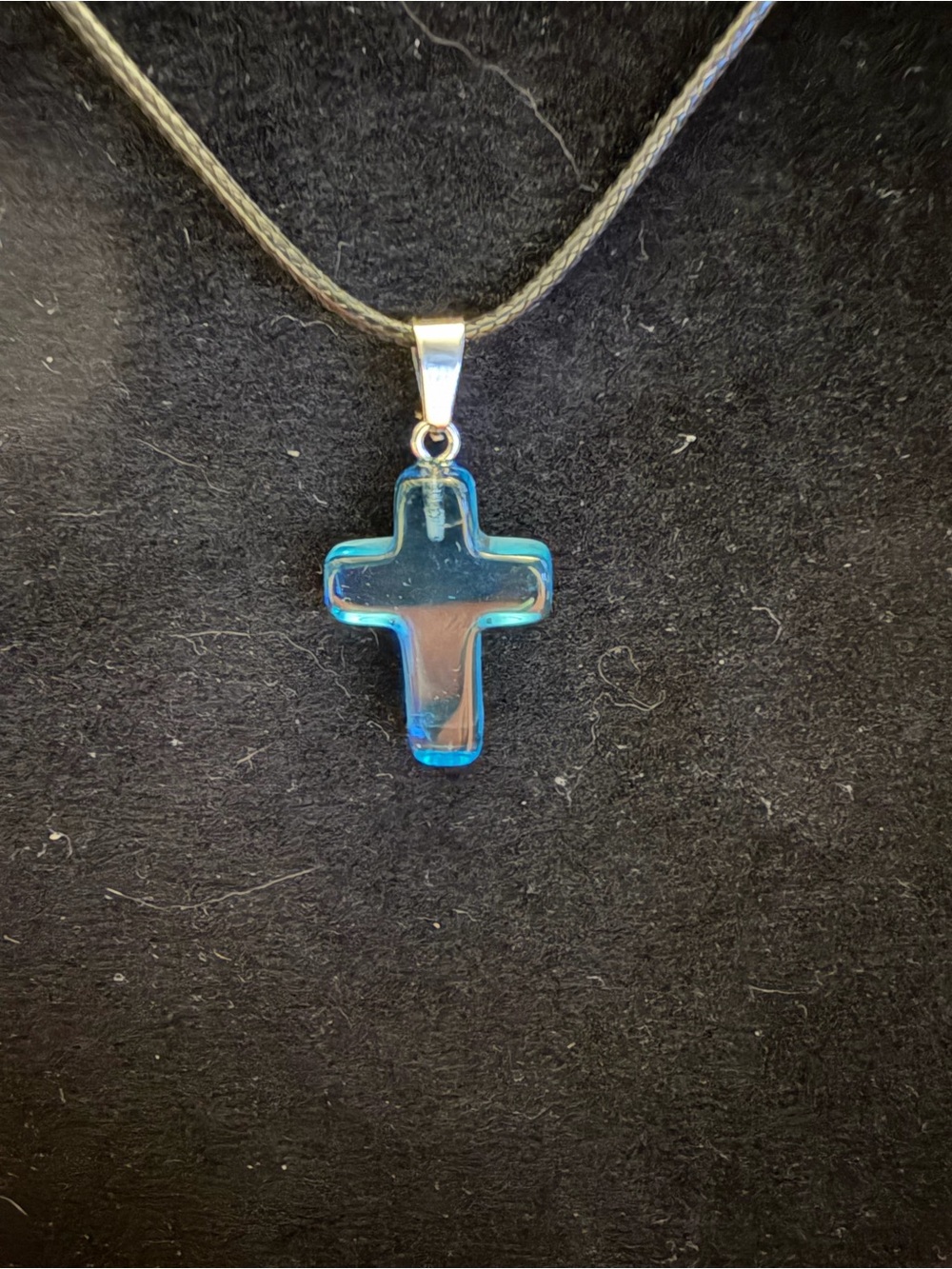 ✴️New✴️Light Blue Sea Glass Cross Pendant Necklace